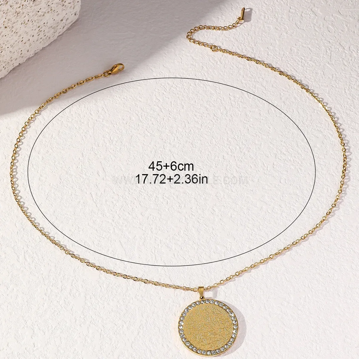 Premium Stainless Steel Islamic Shahada Medallion Pendant Link Chain Necklace