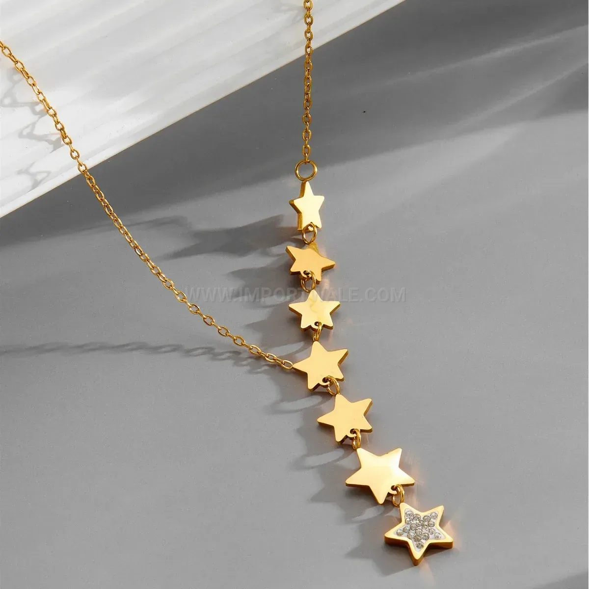 Trendy Minimalist Gold Stainless Steel Seven Star Tassel Pendant Necklace