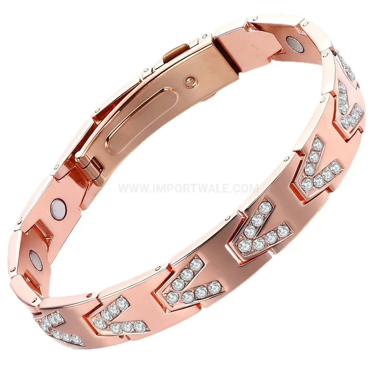 Modern Unisex Geometric V-Shape Zircon Bio Magnetic Copper Bracelet
