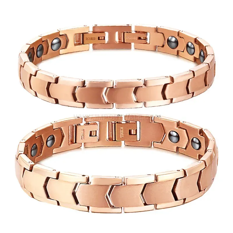 Classic Sleek Titanium Germanium Magnetic Couple Link Bracelet