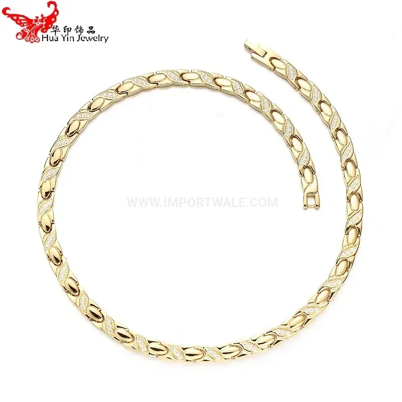 Trendy Stainless Steel Bio Energy Chain Necklace with Crown Motif