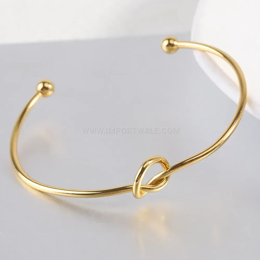Chic Minimalist Stainless Steel Knot Open Bangle Bracelet