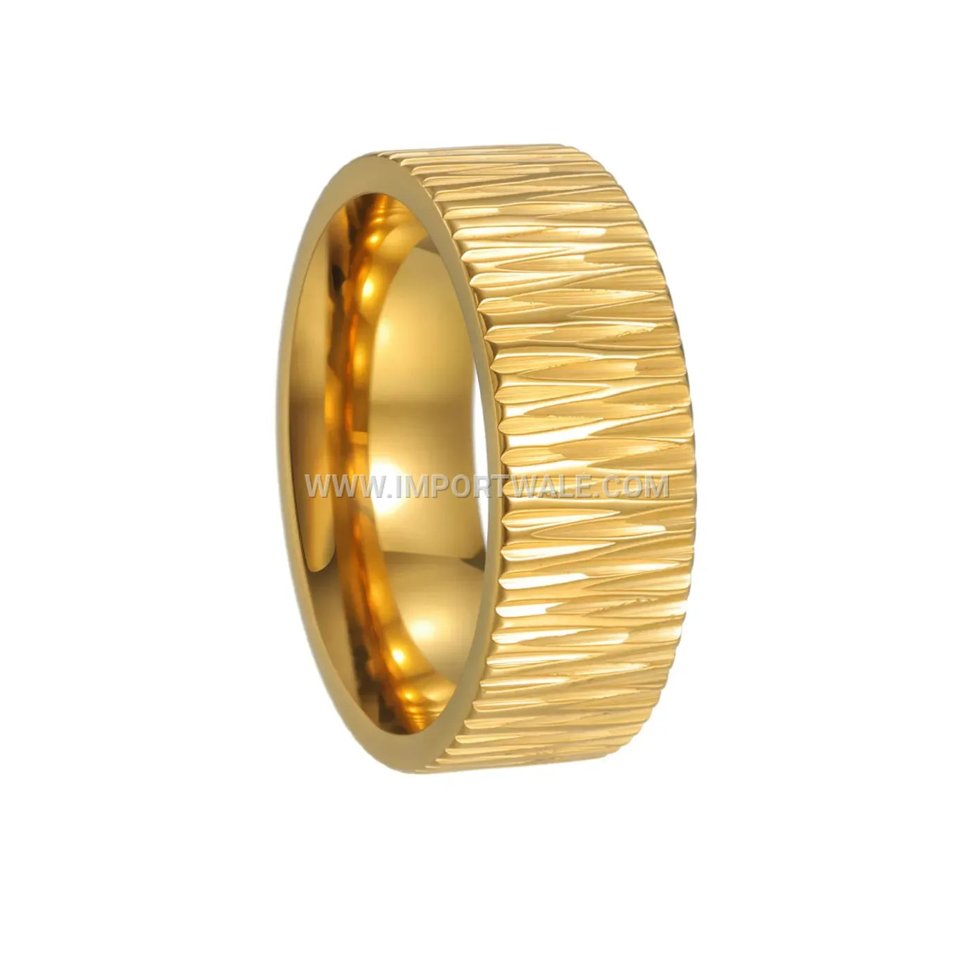 CNC Engraved Geometric 316L Stainless Steel Band Ring