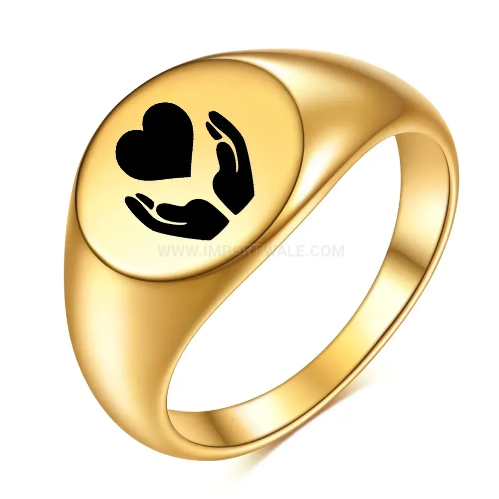 Chic Laser Engraved Heart Motif Stainless Steel Ring