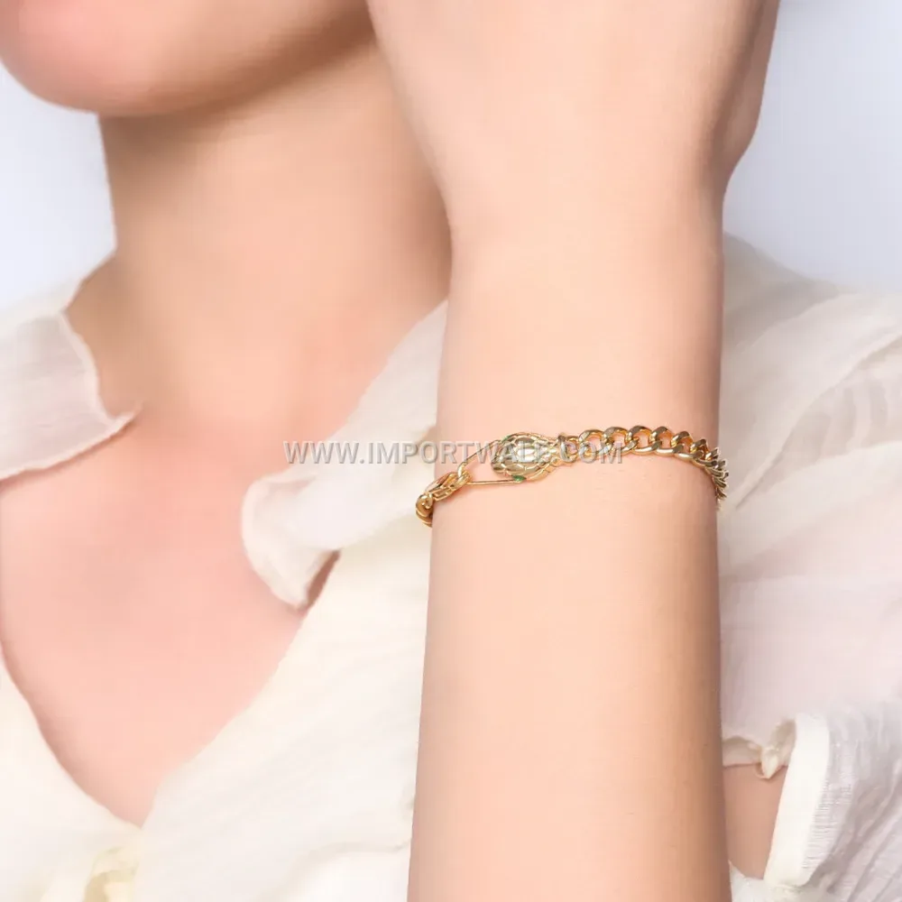 Vintage Gold Plated Snake Head Twisted Titanium Steel Bracelet