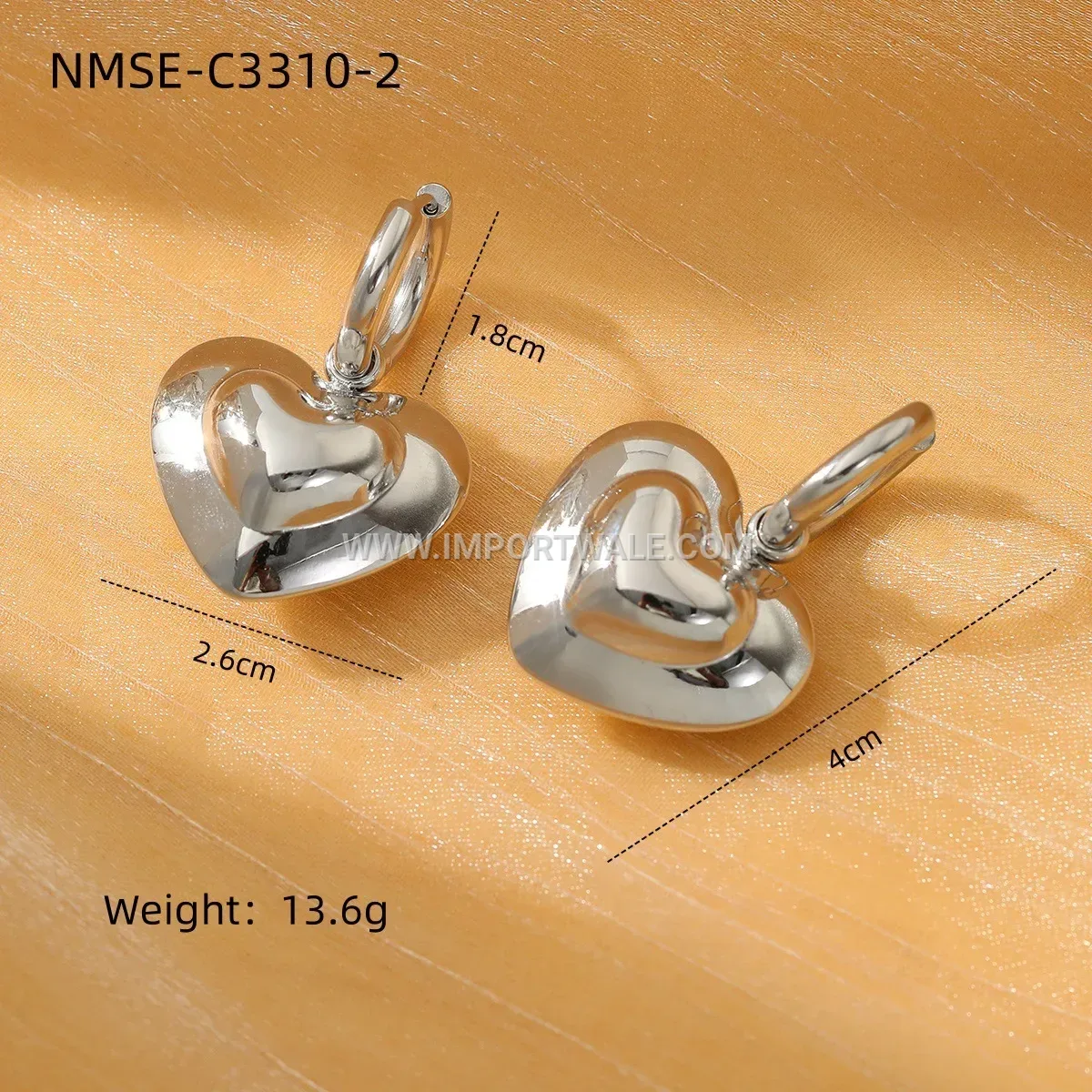 Gold Plated Stainless Steel Heart Clip On Stud Earrings