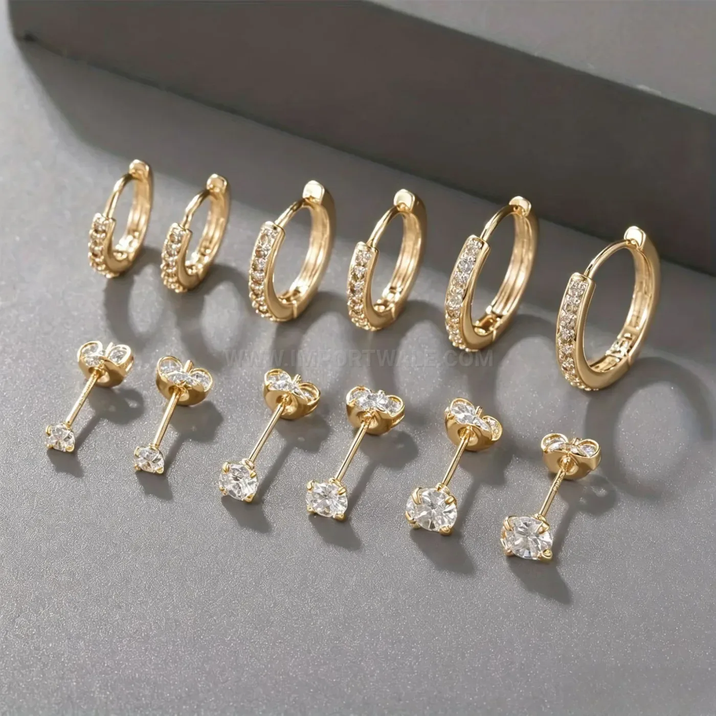 Trendy Constellation Zirconia Stainless Steel Piercing Hoop Stud Set
