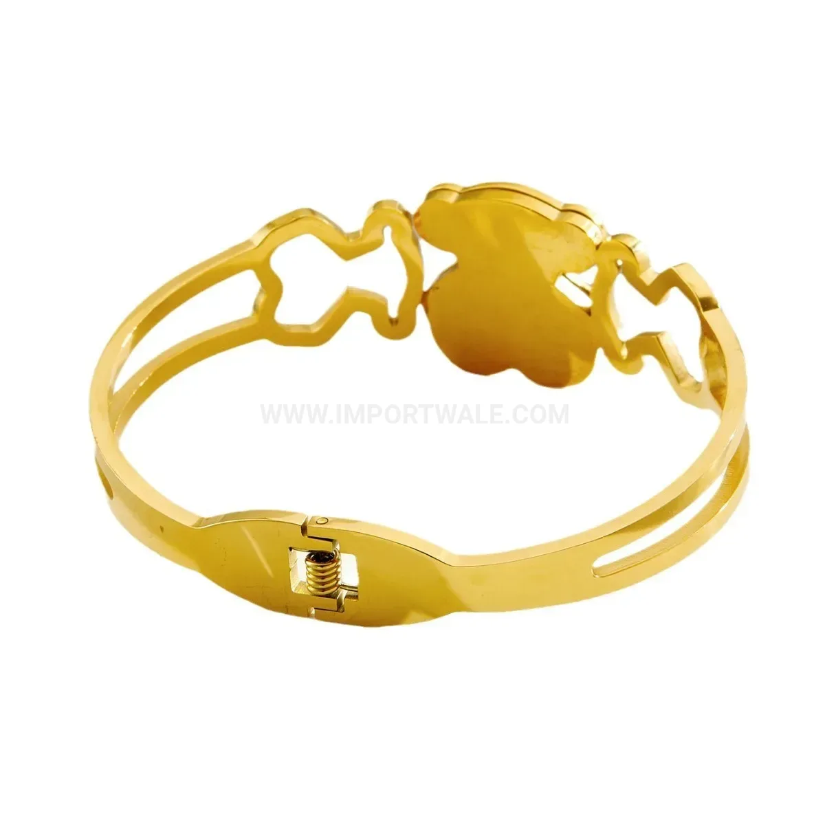 Stylish Crystal Bear Cutout Titanium Steel Bangle Bracelet