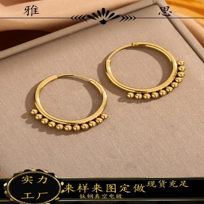 Trendy Sleek Geometric Circle Titanium Steel Hoop Earrings
