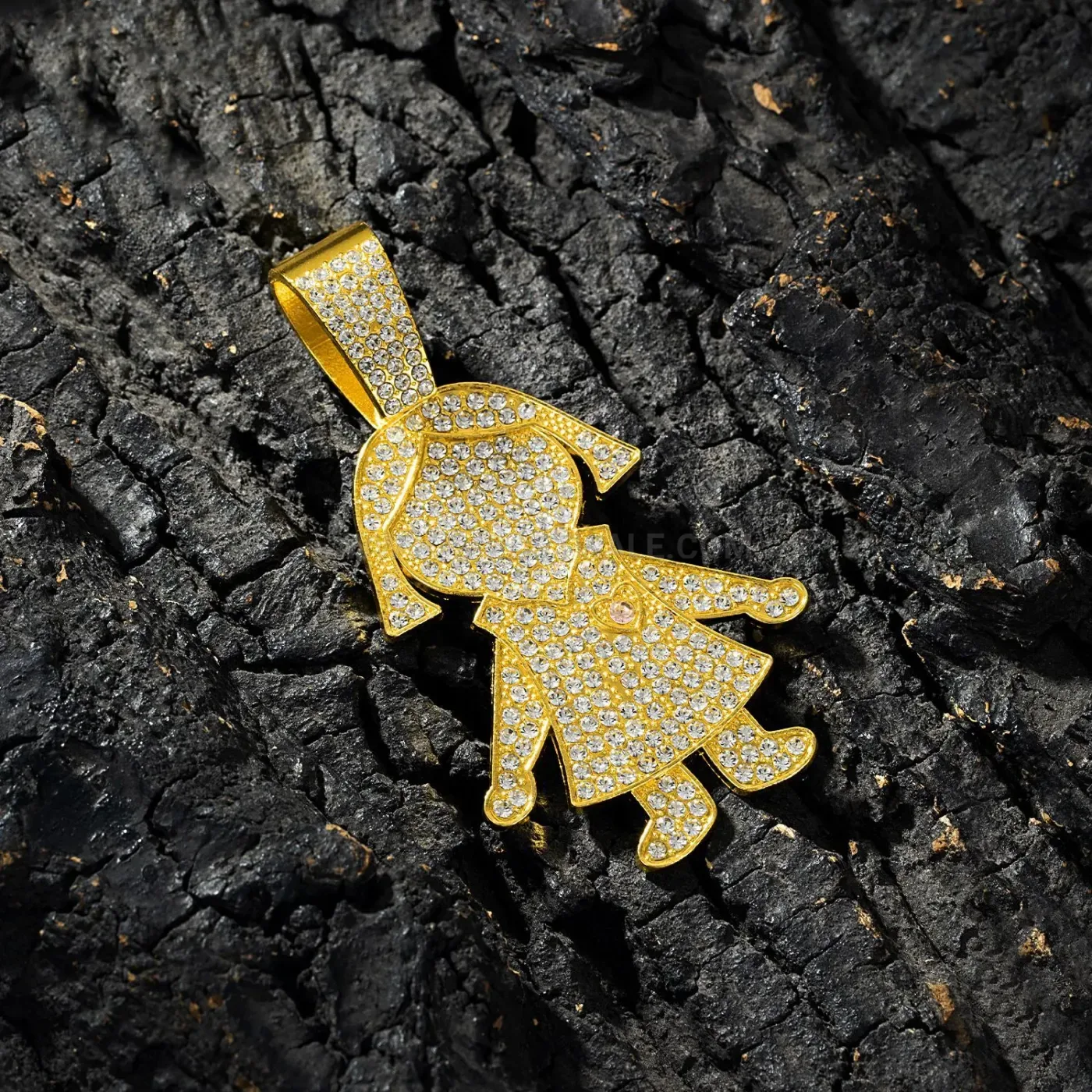 Bold Angel Heart Pendant Zinc Alloy Cuban Chain Necklace