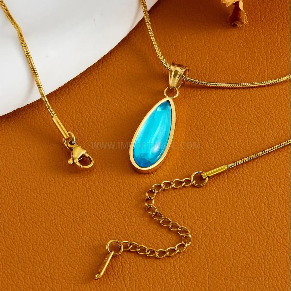 Chic Sleek Teardrop Titanium Steel Snake Chain Pendant Necklace