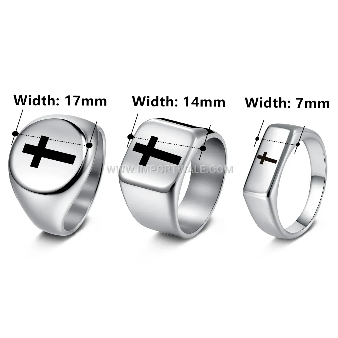 Gold Plated Cross Motif Stainless Steel Signet Ring
