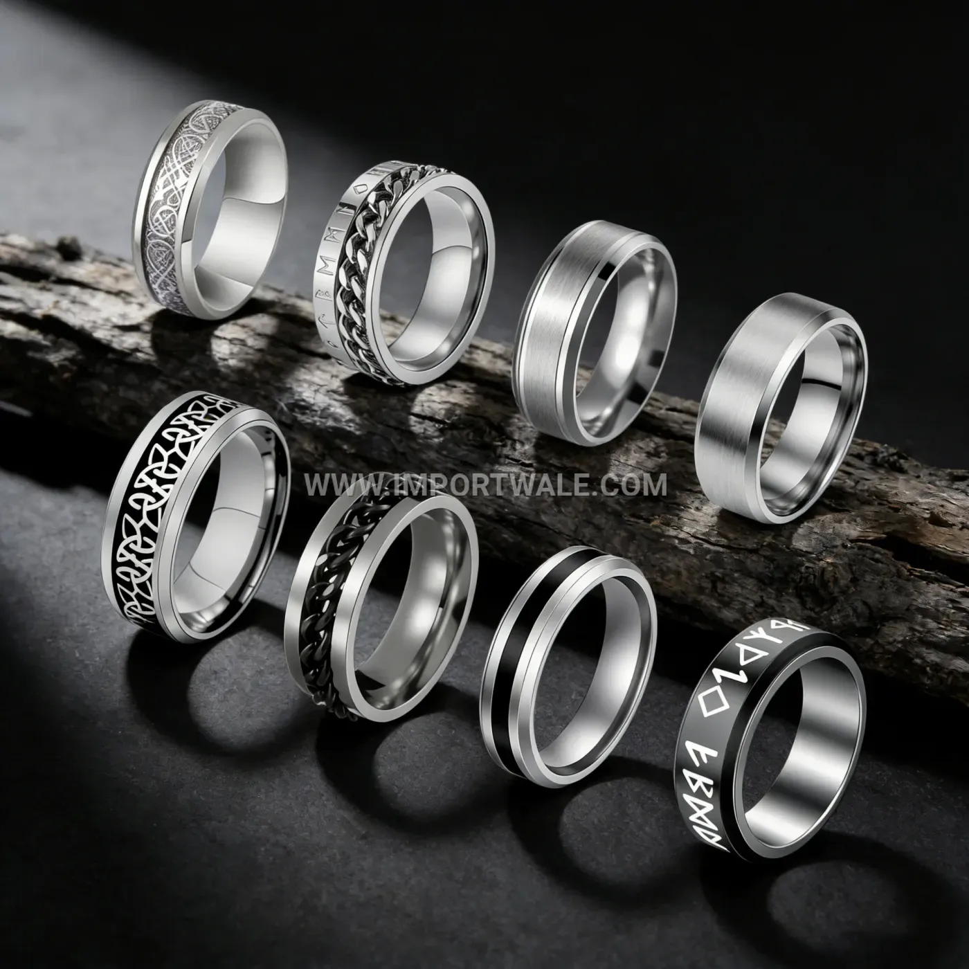 Diagonal Matte Finish Stainless Steel 8mm Band Ring