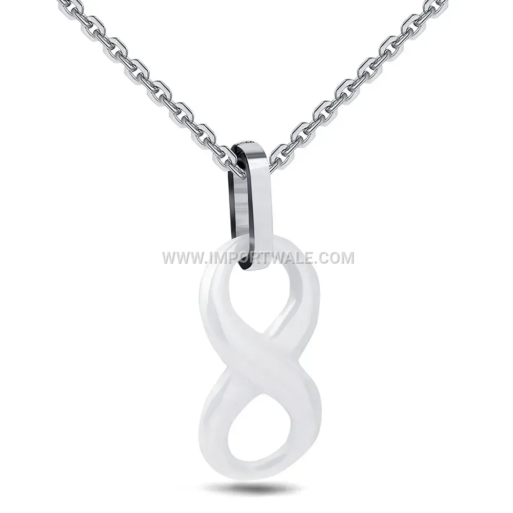 Figure-Eight Ceramic and Stainless Steel Collar Necklace