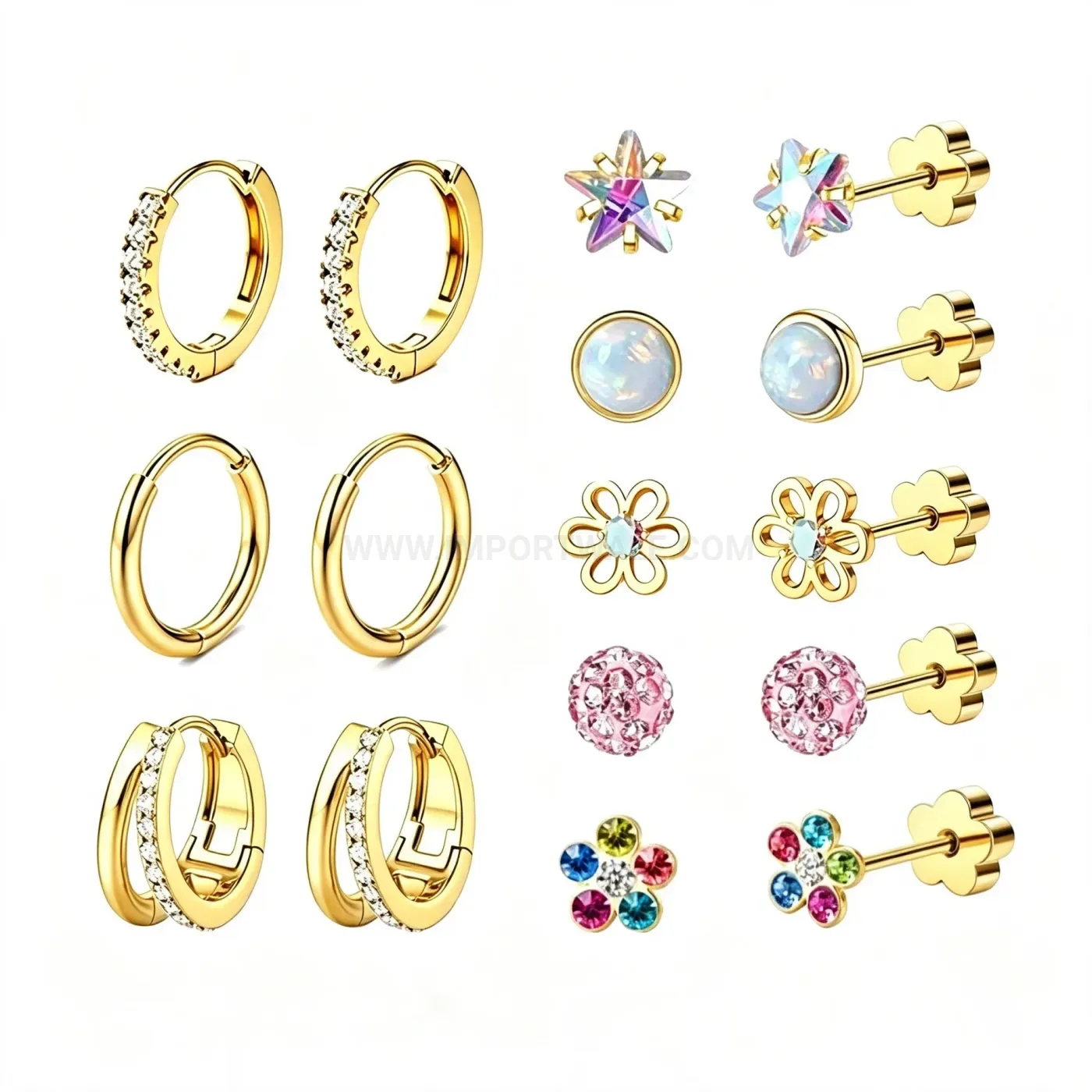 Premium Geometric Stainless Steel Cartilage Earring and Stud Piercing Set