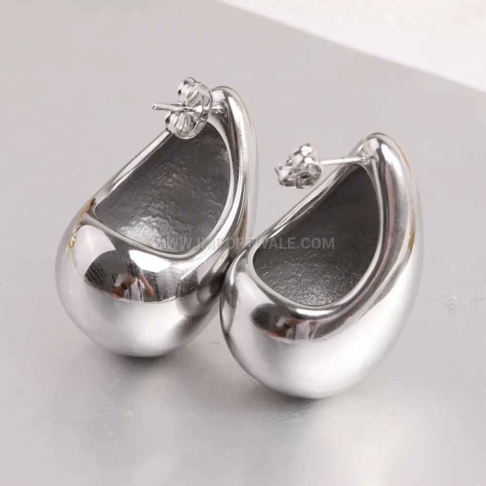 Bold Stainless Steel Teardrop Statement Earrings