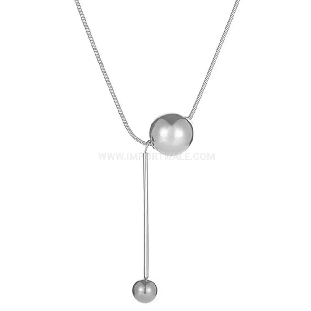 Trendy Minimalist Titanium Steel Metallic Sphere Pendant Necklace