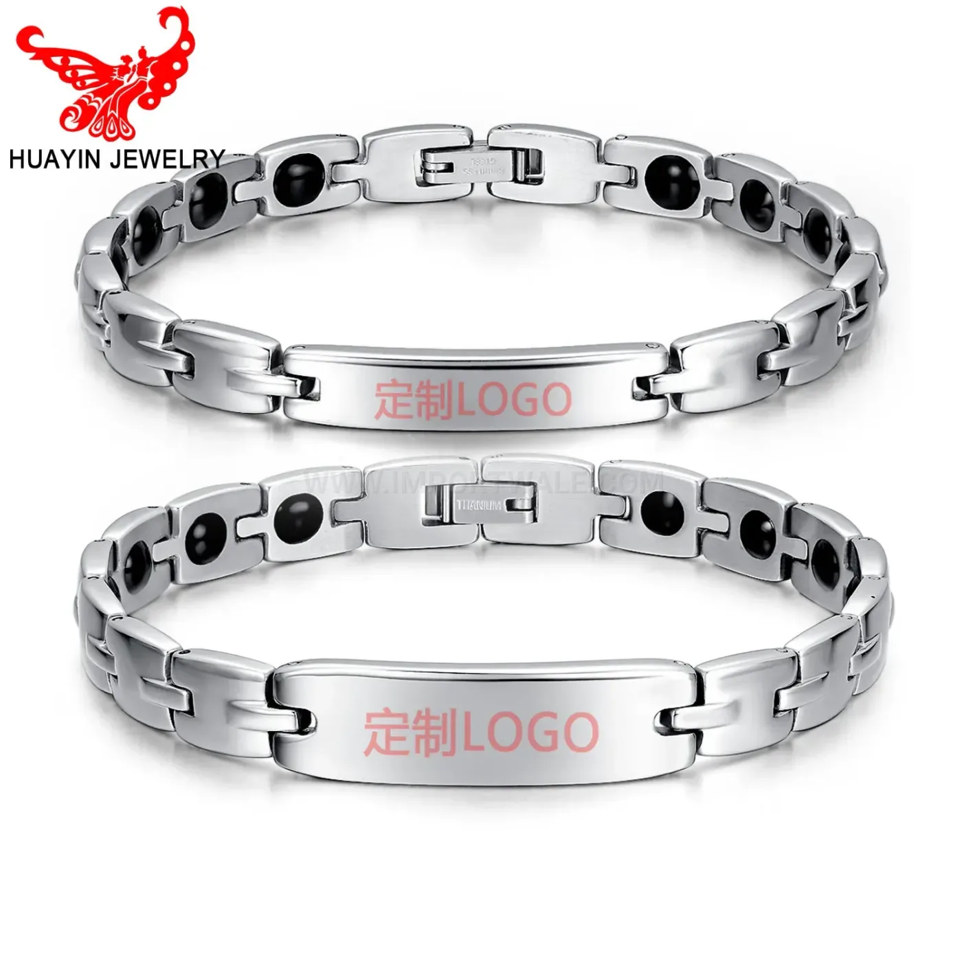 Designer Sleek Titanium Steel Bio Magnetic Couple Bracelet