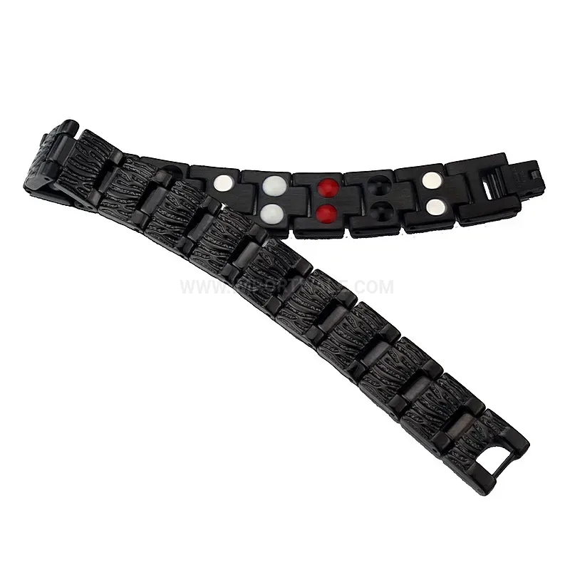 Fashion Men's Black Titanium Steel Geometric Magnetic Link Bracelet