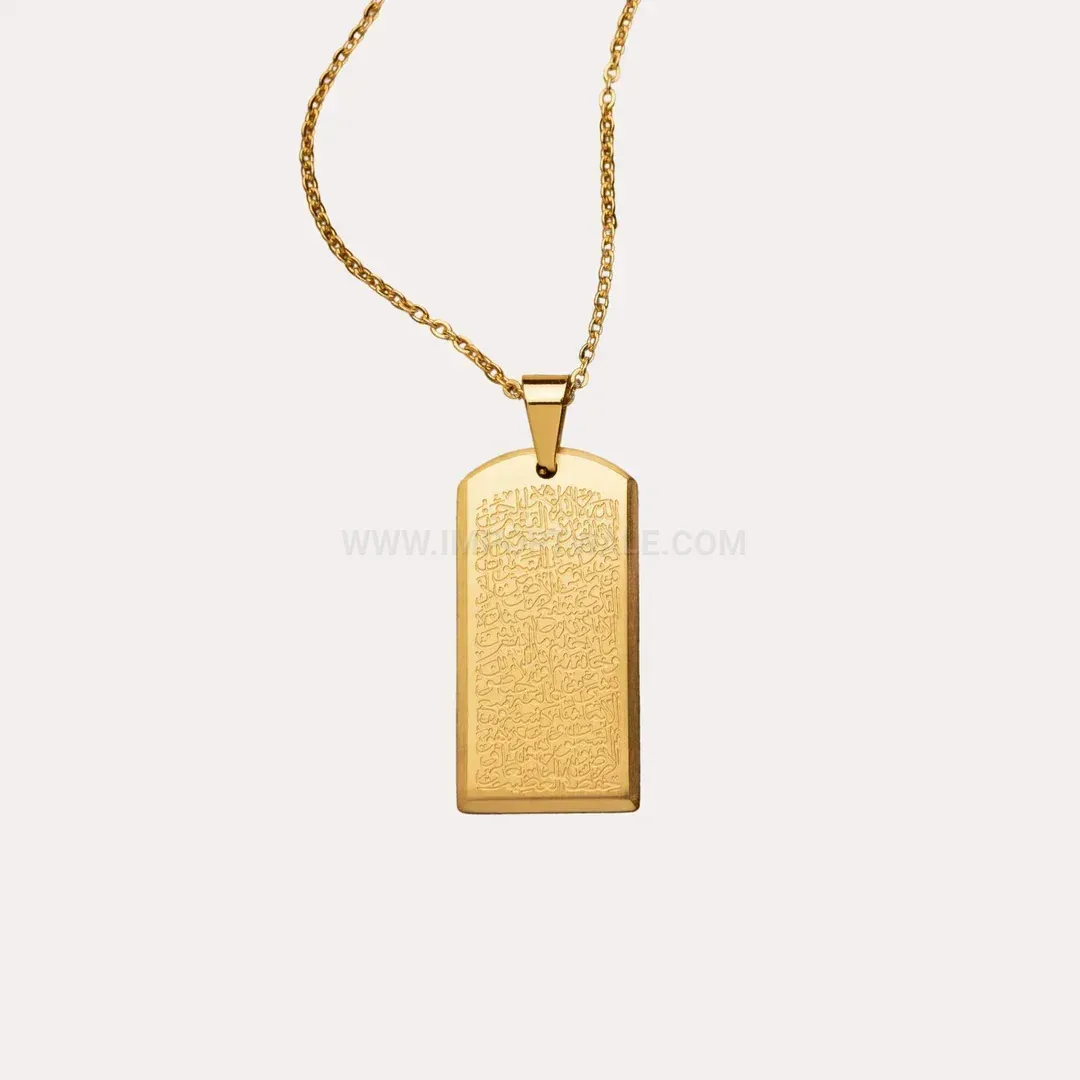 Dainty Arabic Inscription Geometric Stainless Steel Link Chain Necklace