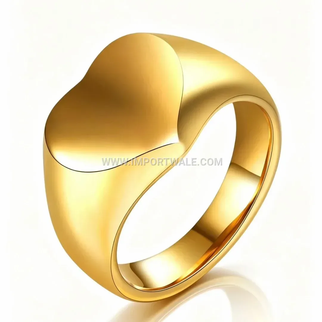Polished Gold Stainless Steel Geometric Signet Ring