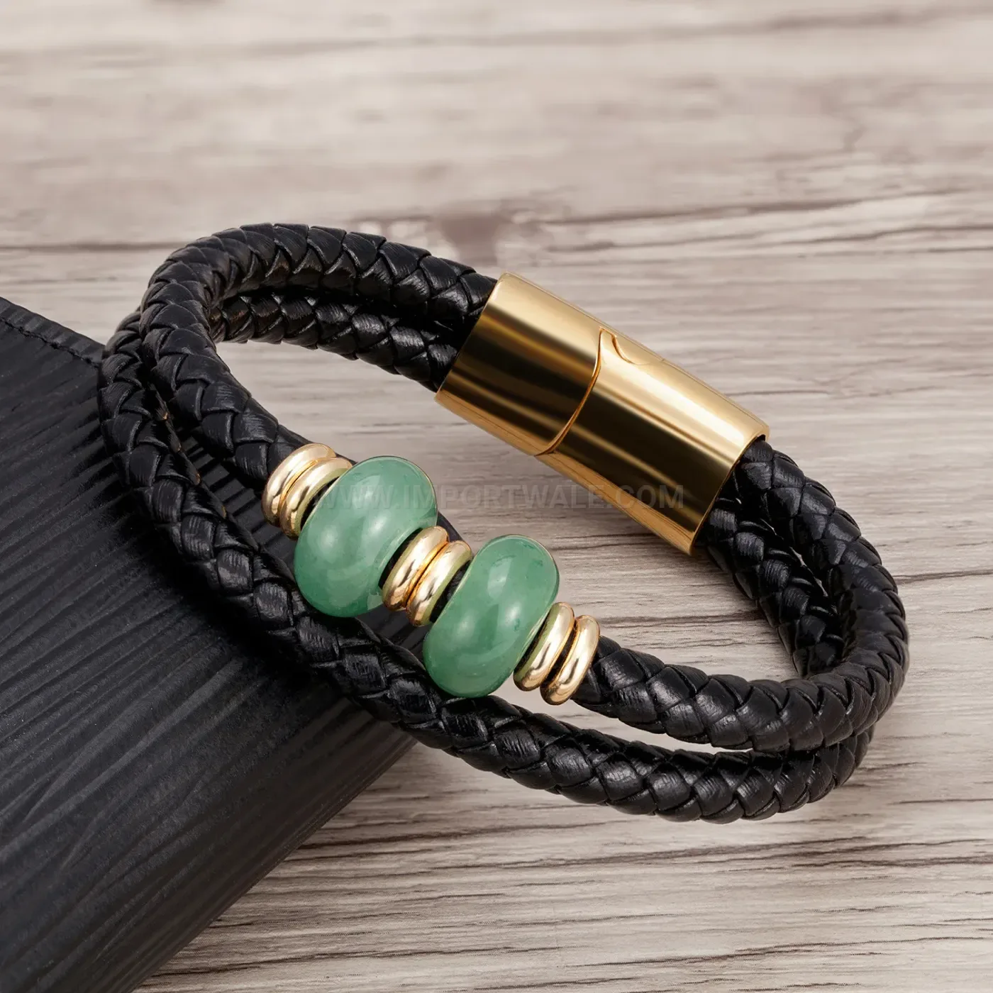 Vintage Style Braided Leather Stone Bracelet for Men and Women