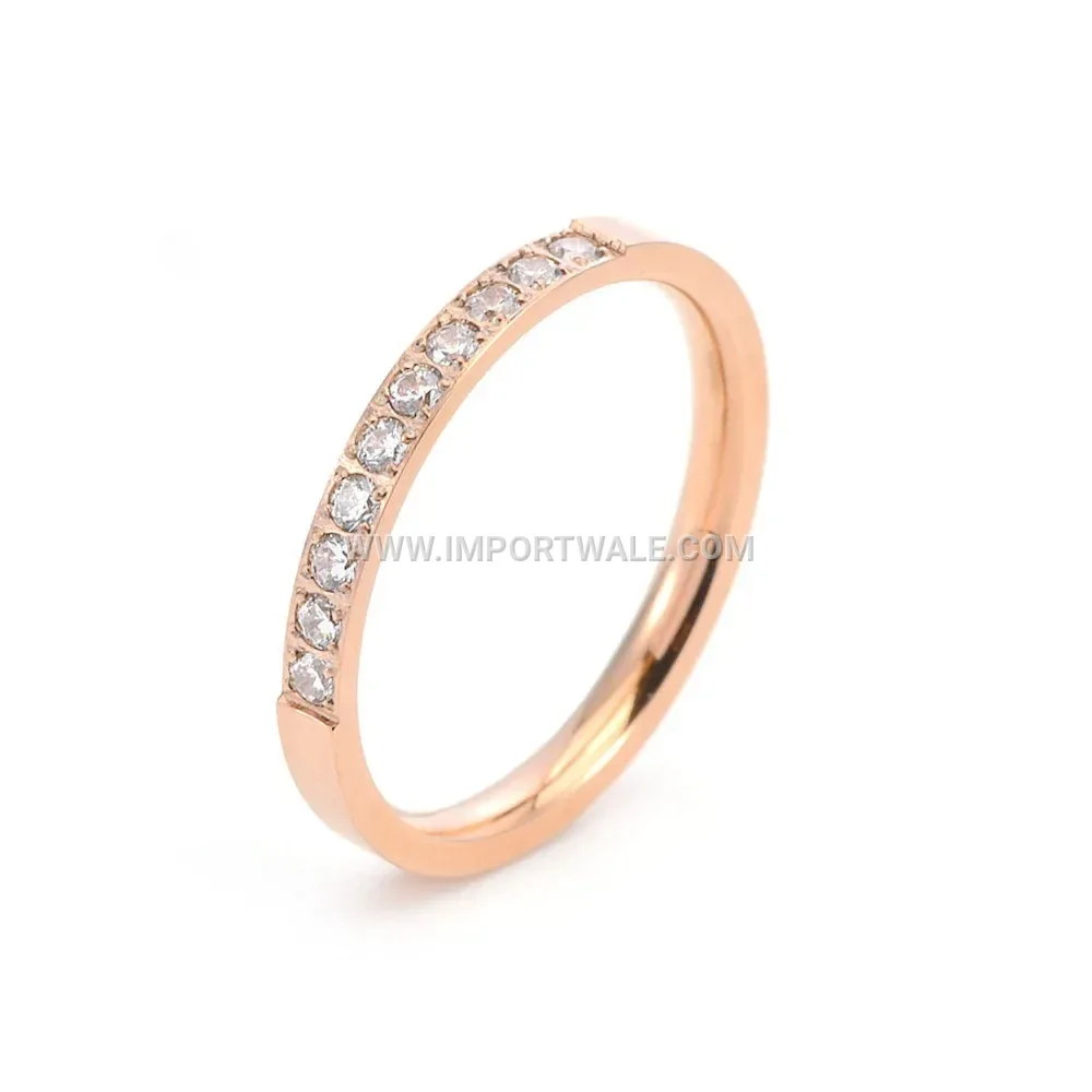 Carved Stainless Steel Ten-Diamond Accent Band Ring