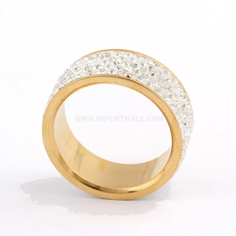 Gold Plated Five Row Pave Crystal Statement Ring