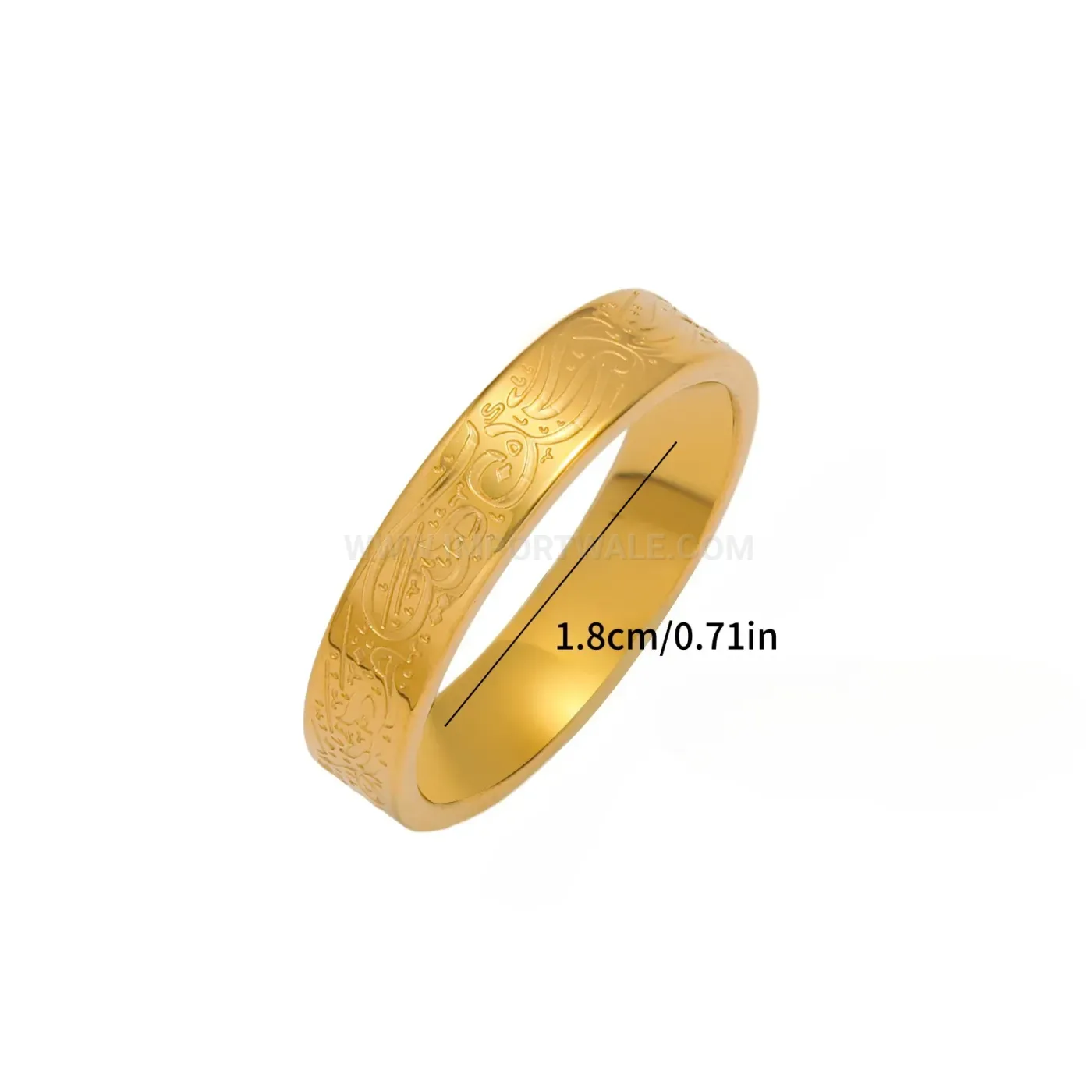 Chic Inscribed Arabic Calligraphy Stainless Steel Geometric Band Ring