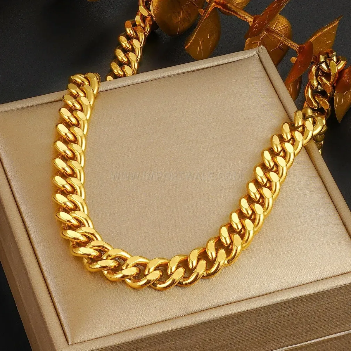 Chic Titanium Steel Cuban Chain Necklace and Bracelet Set