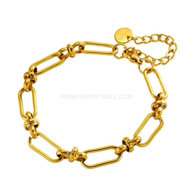 Gold Plated Stainless Steel Paperclip Link Bracelet