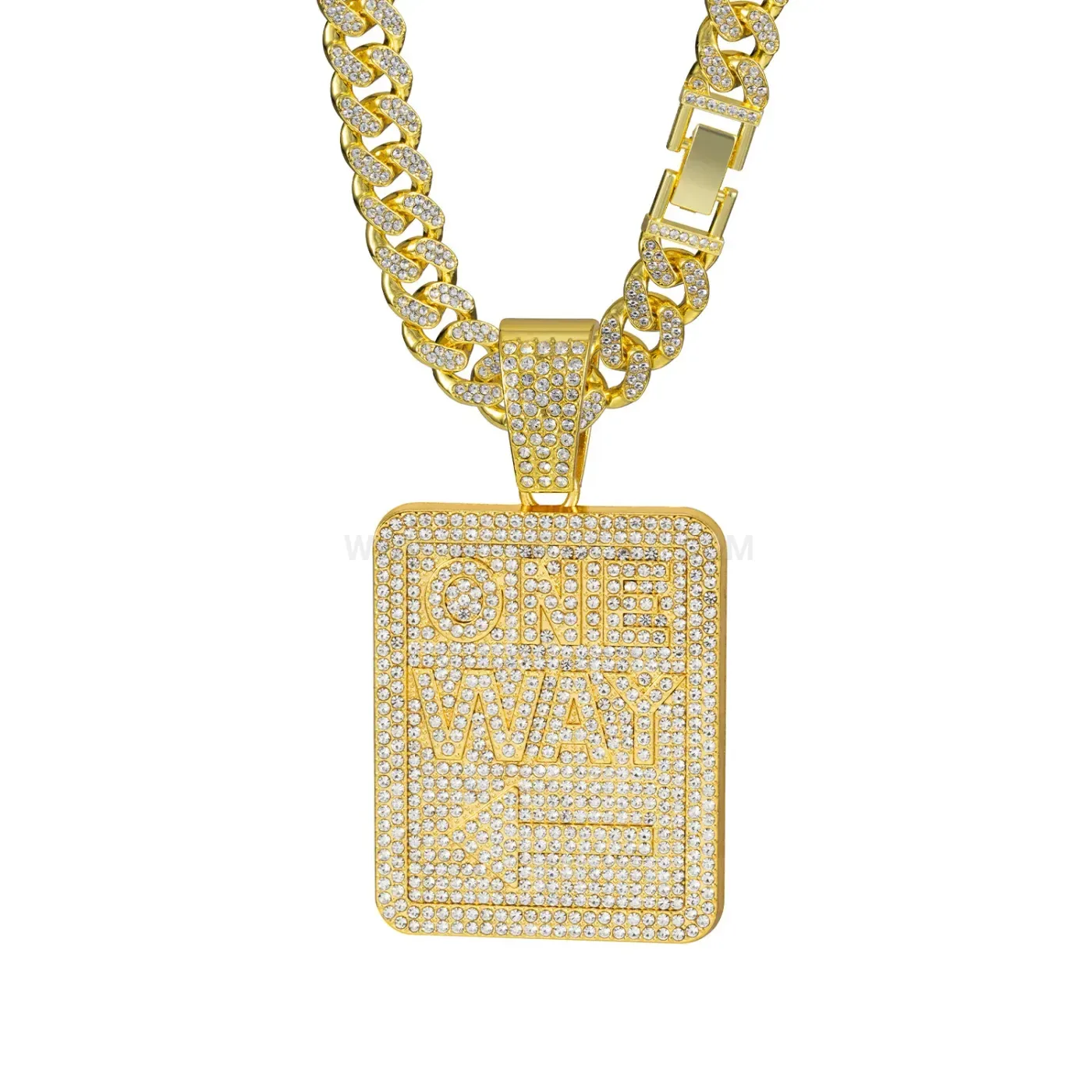 Crystal Encrusted Square Letter Hip Hop Pendant