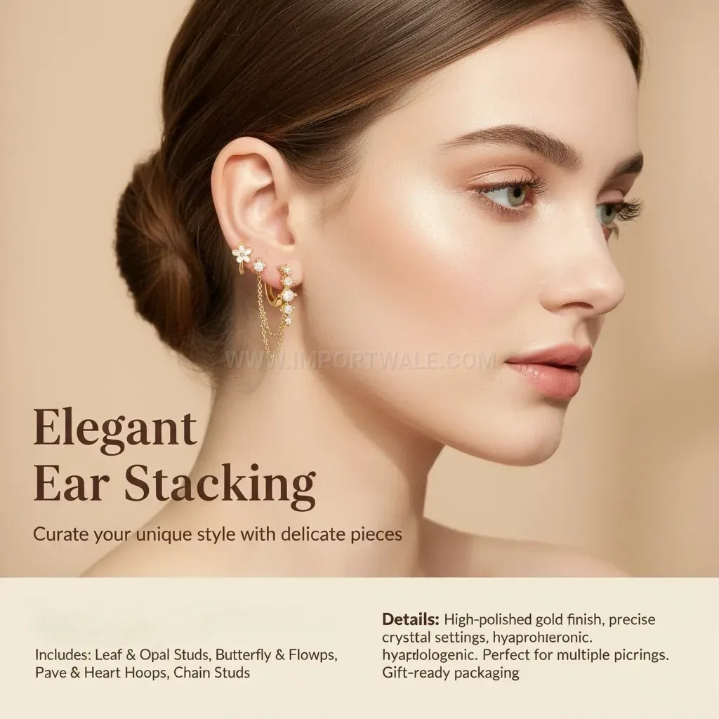 Stylish Sleek Stainless Steel Flat Back Cartilage Piercing Hoop Set