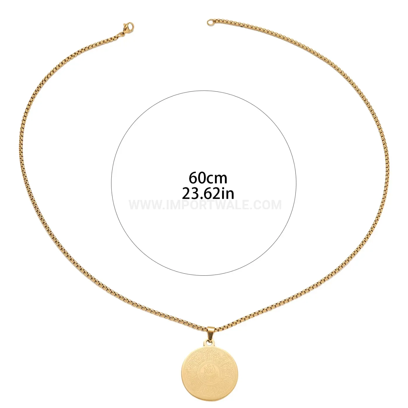 Modern Waterproof Stainless Steel Ayatul Kursi Quran Script Pendant Necklace