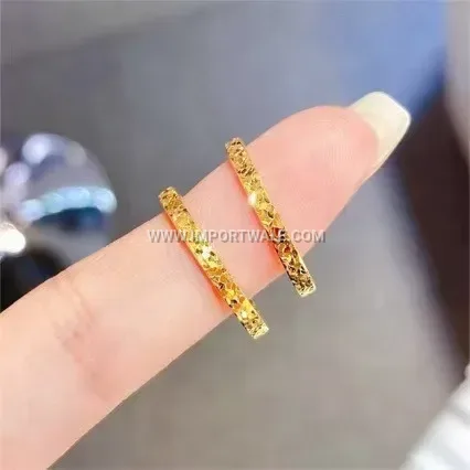 Textured Gold-Plated Copper Ring with Hammered Ripple Finish