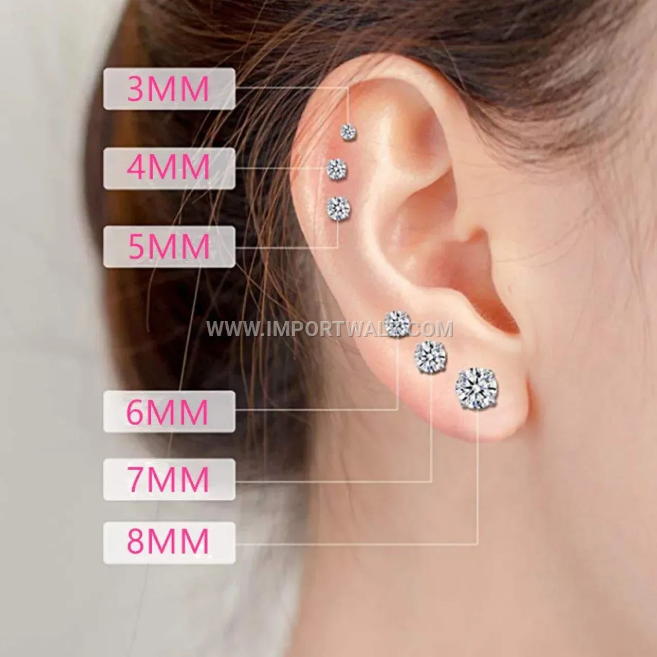 18K Gold Plated Zircon Stainless Steel Stud Earrings