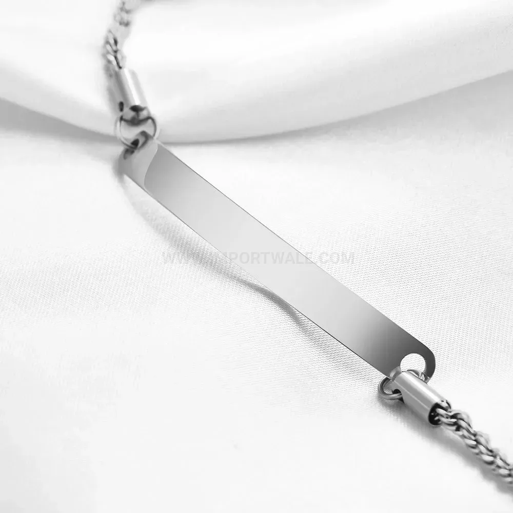 Minimalist Smooth Curved Bar Stainless Steel Chain Bracelet