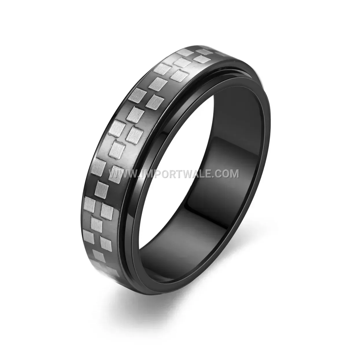 Rotatable Mosaic Stainless Steel Spinner Ring