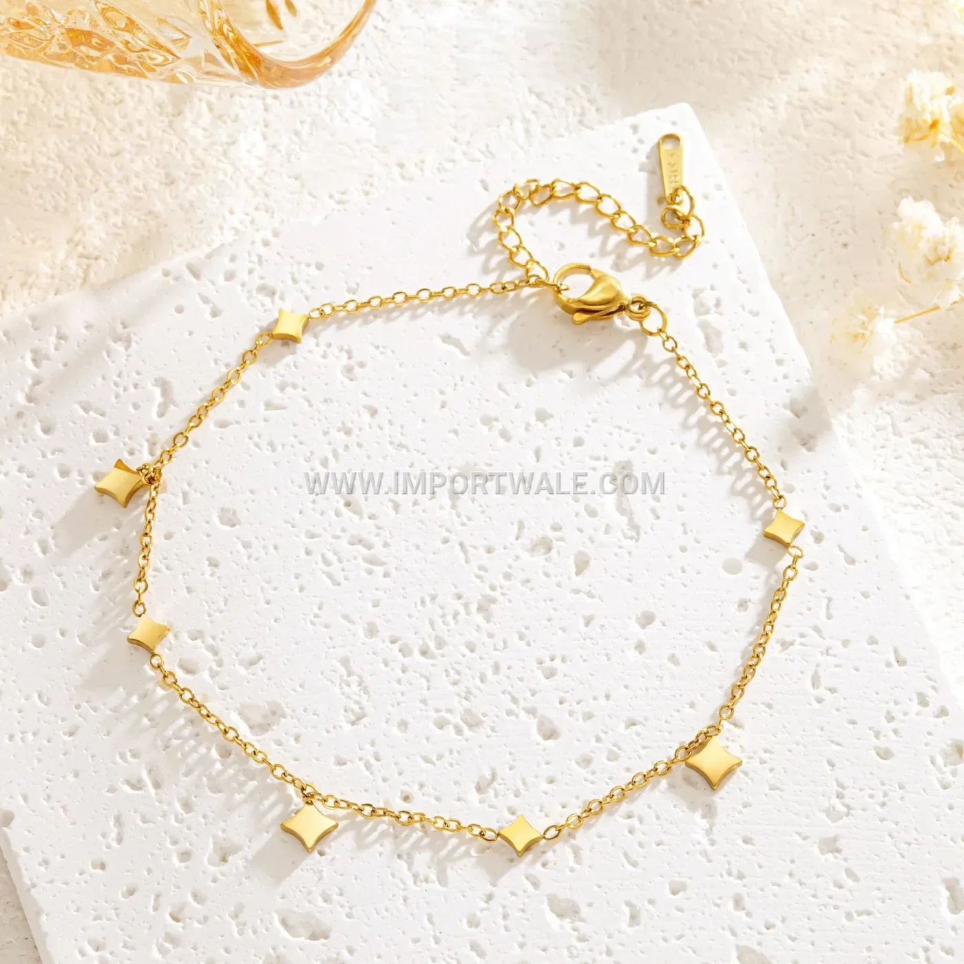Glittering Rhombus Sequin Titanium Steel Anklet Chain