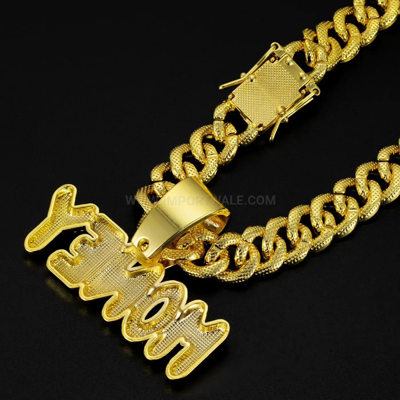 Iced Money Letter Pendant Alloy Cuban Hip Hop Necklace