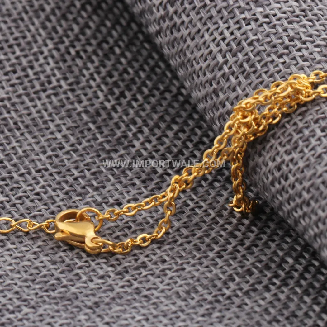 Gold Electroplated Stainless Steel Floral Star Pendant Necklace