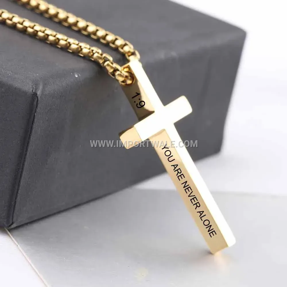 Minimalist Stainless Steel Cross Pendant Necklace