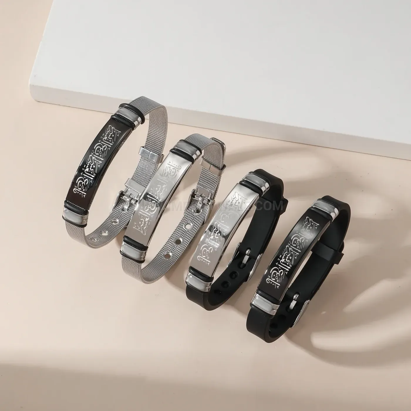 Silicone Mesh Stainless Steel Ayatul Kursi Inscribed Bracelet