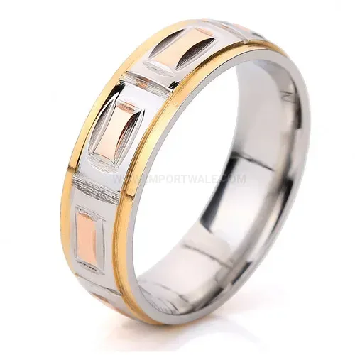 Chic Two-Tone Two-Piece Minimalist Stainless Steel Band Ring
