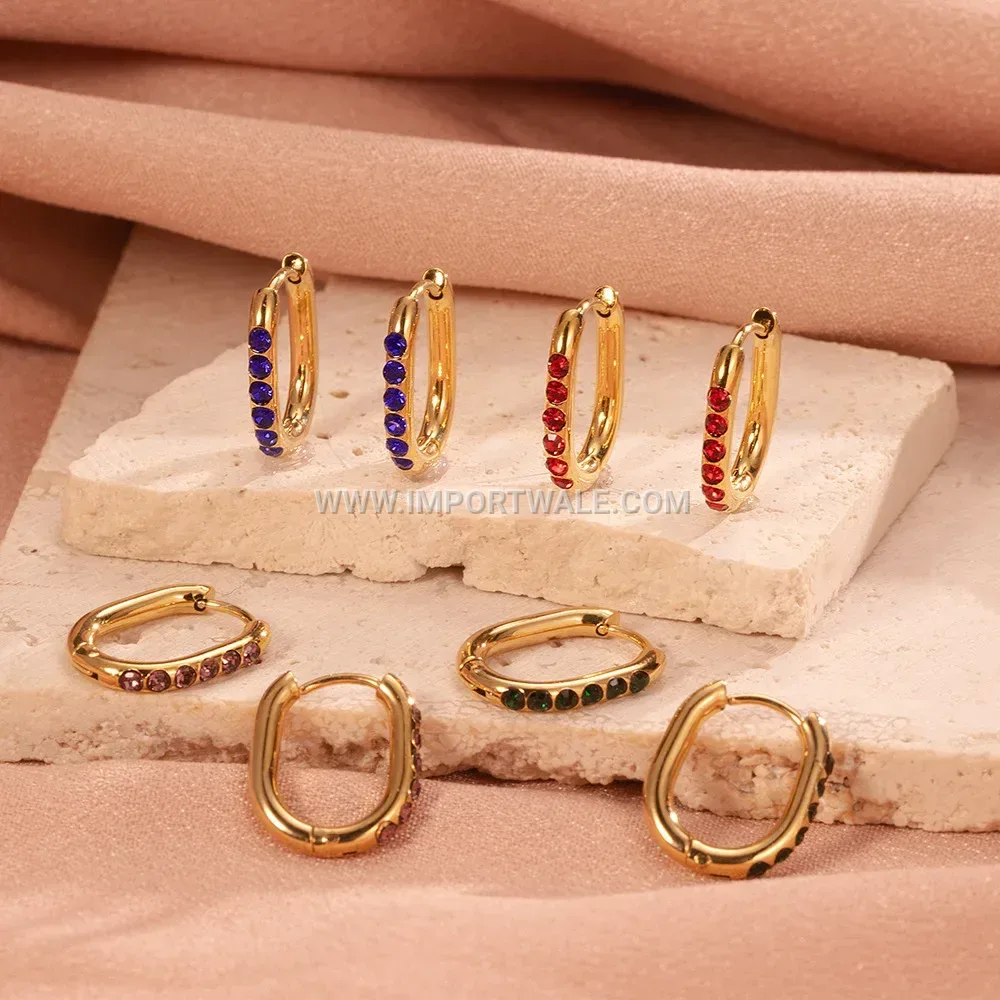 Gold Plated Zircon Micro Inlaid Hoop Earrings