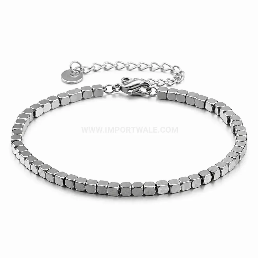 Polished Square Link Stainless Steel Chain Bracelet