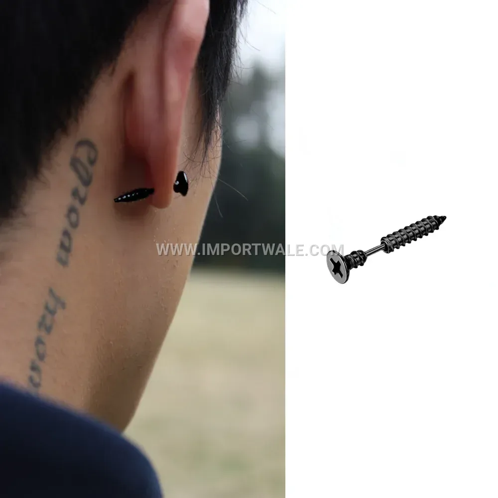 Edgy Spike Screw Stainless Steel Stud Earrings