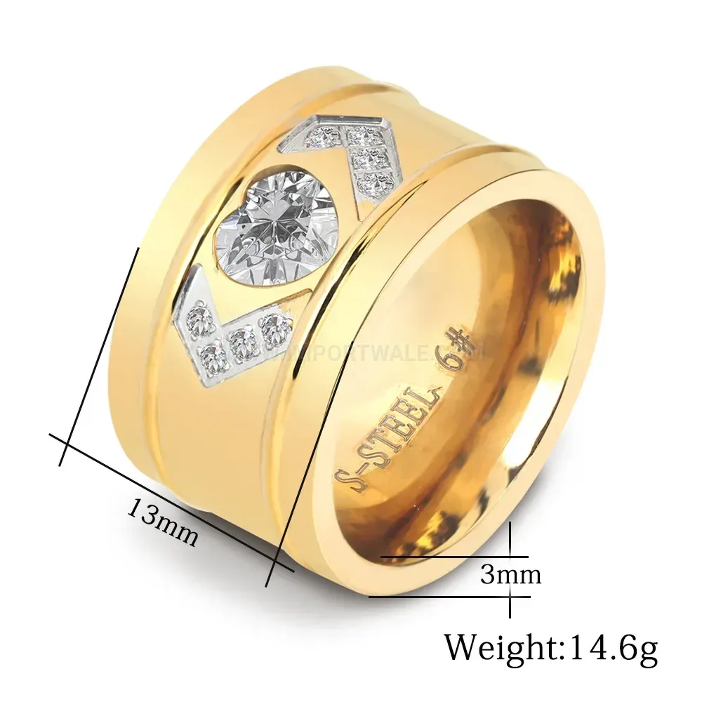 Heart Arrow Accent Stainless Steel Band Ring