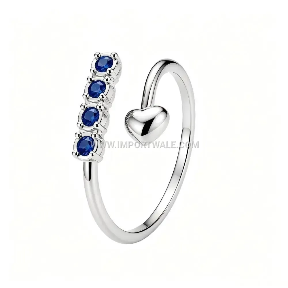 Heart-Cut Zircon Arrow Open Band Ring in Stainless Steel