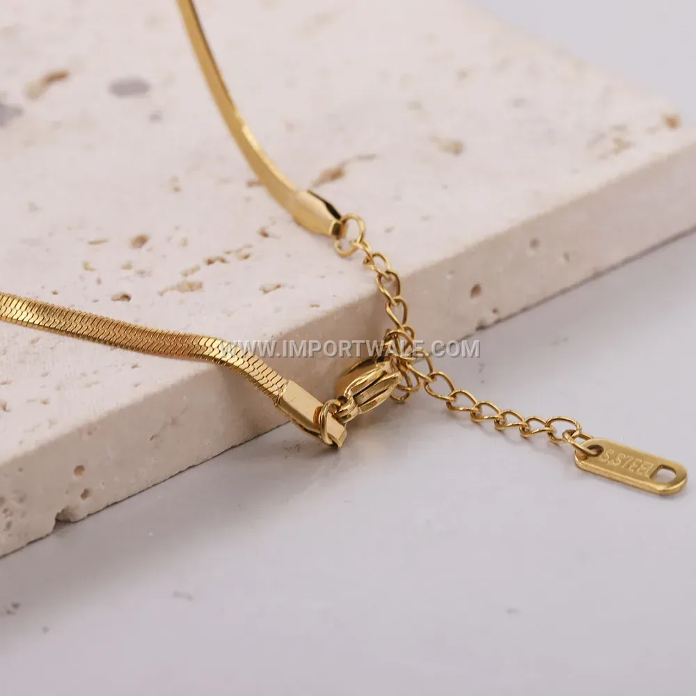 Flat Snake Chain Cubic Zirconia Pendant Necklace